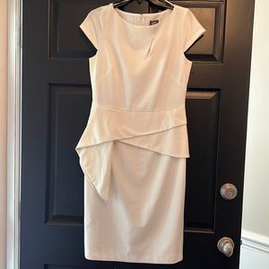 Vince Camuto White Modern Cap Sleeve Peplum Dress Size 8 New With Tags